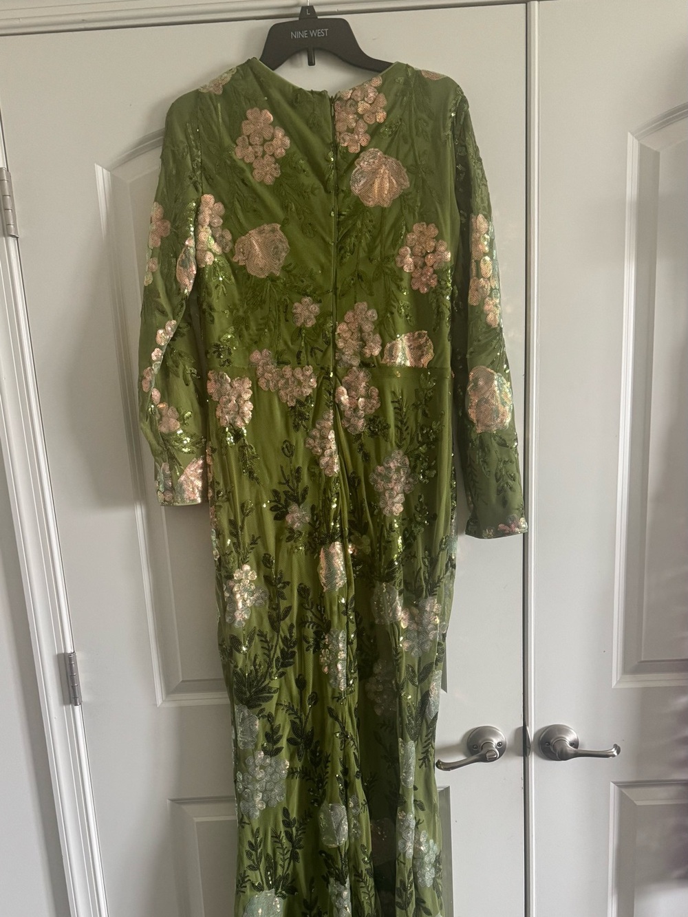 Magic Olive Green Floral Sequin Dress